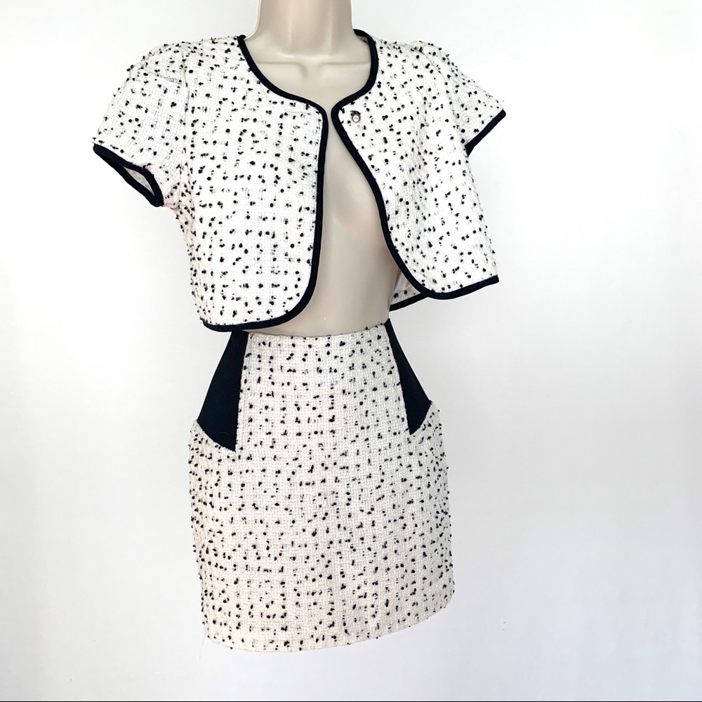 Polka Dot Tweed Skirt Set